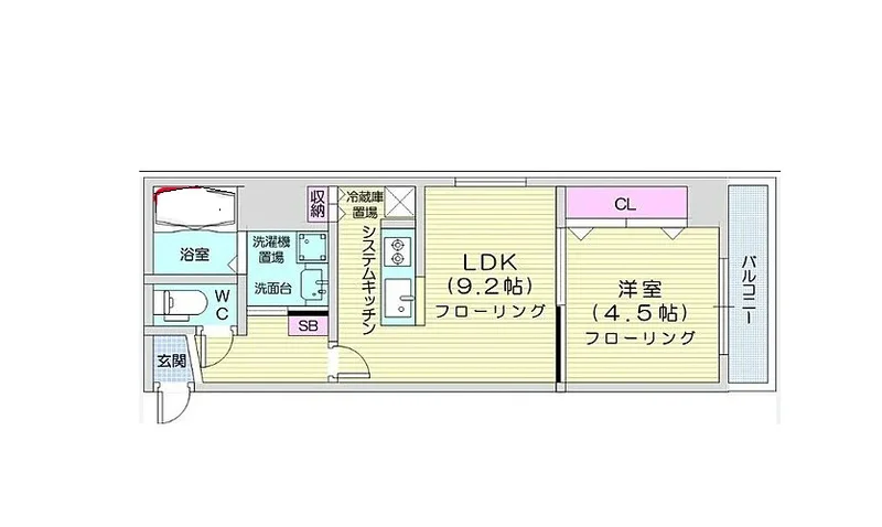 1LDKでゆったりめ