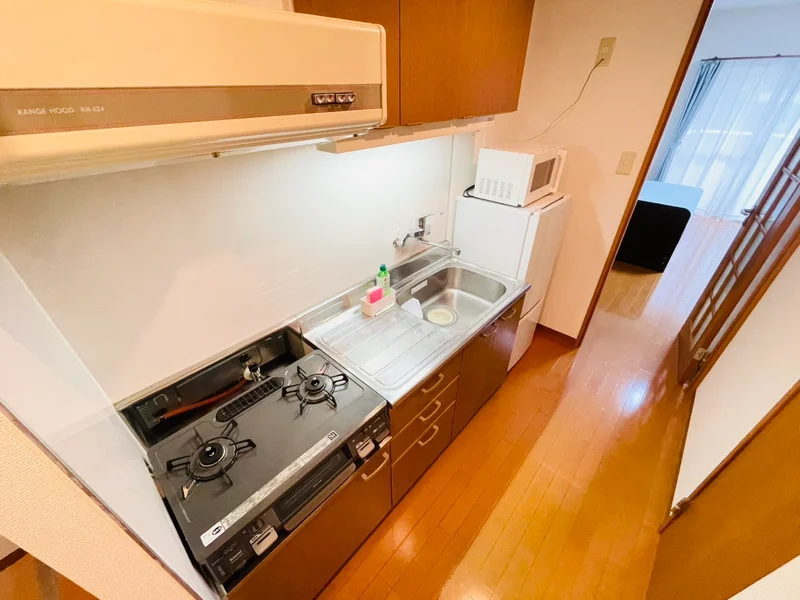 ２口コンロ付♪スーパーで食材を買ってきたらすぐにお料理に取り掛かれます